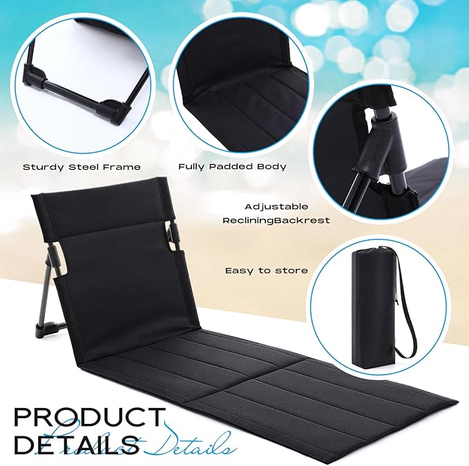 2 Pcs Foldable Beach Pool Chairs Portable Folding Adjustable Sun Chairs Poolside Seat for Edge of Pool for Beach Poolside Camping Picnic Lawn Accessories