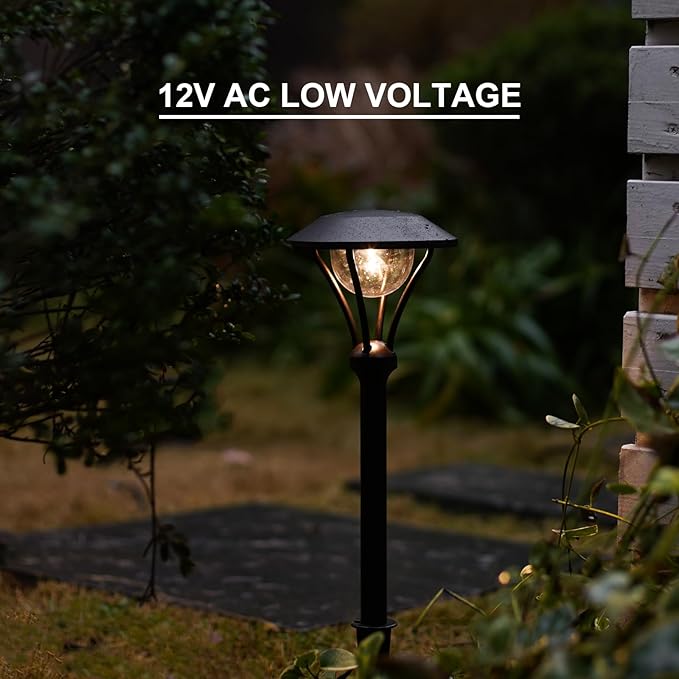 GOODSMANN Low Voltage Pathway Lights Landscape Lighting Outdoor Path Lights Wired LED 1W 60 Lumens 3000K Aluminum Housing Walkway Driveway Light with Stake Connector