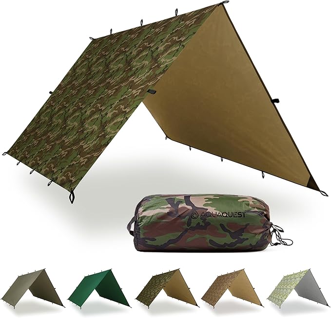 AquaQuest Defender Tarp – Heavy-Duty Waterproof (20000 mm) Seam-Taped Rain Fly for Camping Bushcraft &amp Survival