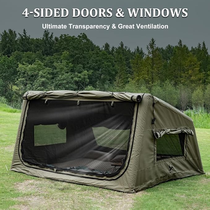 TOMOUNT Inflatable Canvas Tent with PumpEasy Setup Blow Up Tent for Camping