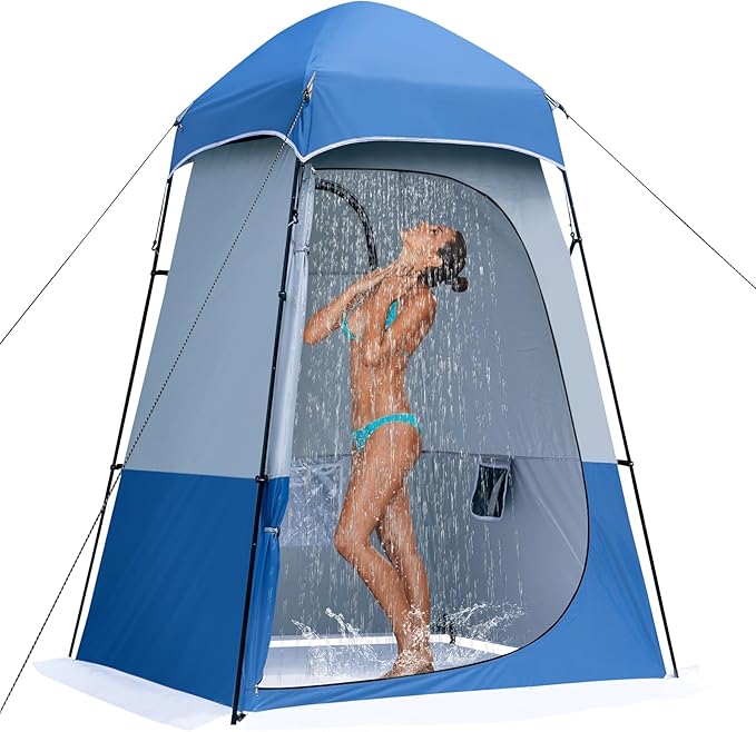 Camping Shower Tent 7.9 FT Extra Tall Oversize Privacy Tent Portable Outdoor Bathroom Toilet Tent with Floor Easy Set Up Privacy Shelter for Dressing Hiking Fishing UPF50+