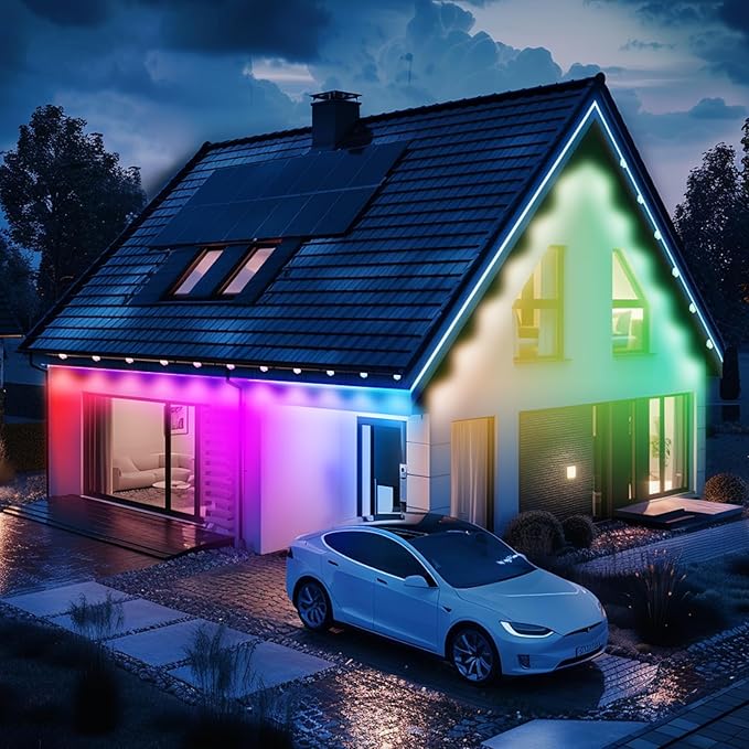 Permanent Outdoor Christmas Lights 100ft with 72 LED RGB Lights Smart Works with APP Alexa &amp Google Assistant