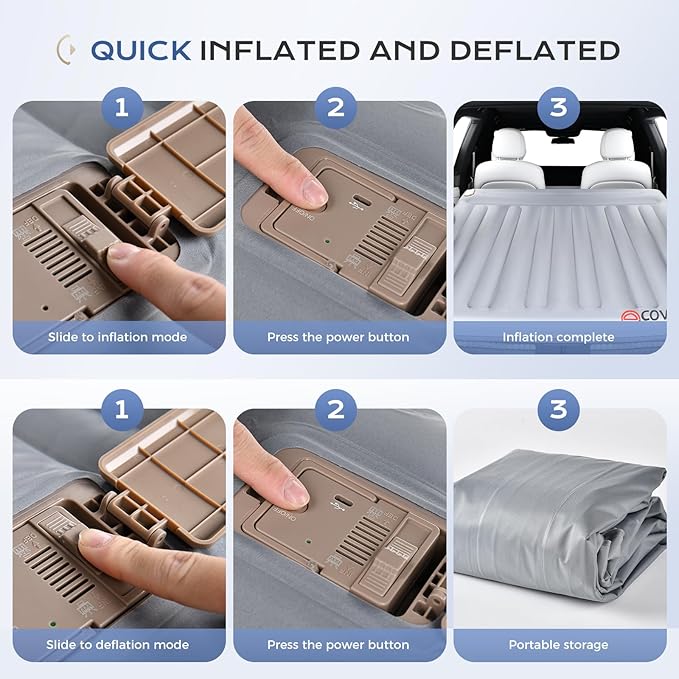 Coverado SUV Air Mattress with Wireless Built-in Pump &amp Pillows Durable Thickened 300D Oxford Fabric Car Air Bed for Camping Quick Easy Set-Up Universal Air Mattress for SUVs Minivans