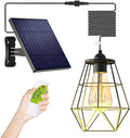 Solar Chandelier Outdoor with 16FT Cord Dusk to Dawn Solar Pendant Light Timer Remote Control Waterproof for Gazebo Indoor Yard Playhouse (Lantern Plus)