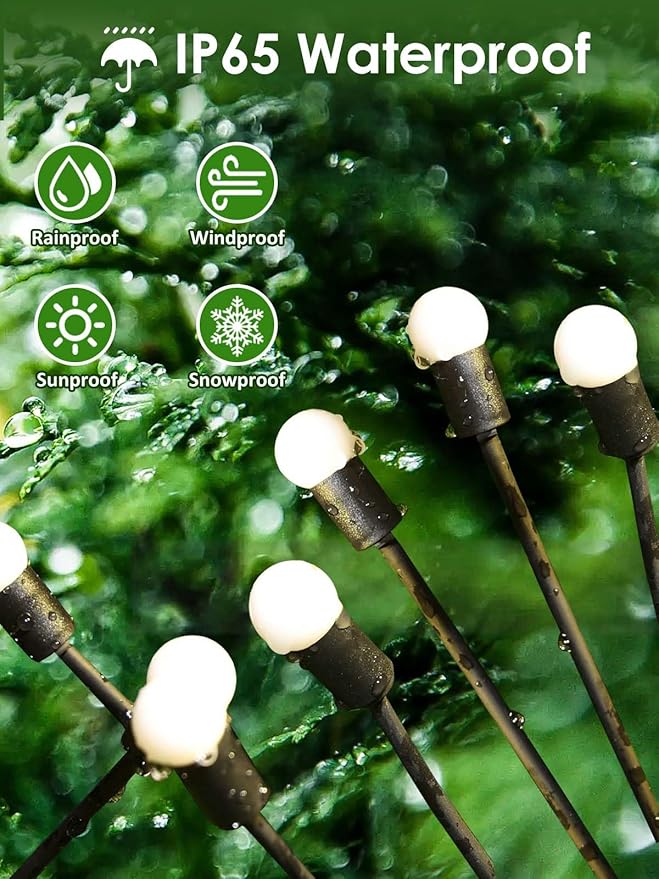 2026 Upgraded Solar Lights Outdoor 6 Pack Solar Garden Lights with 2 Modes Firefly Lights Outdoor Waterproof Sway by Wind Twinkle Firefly Light for Yard Patio Path Garden Decoration (Warm White)