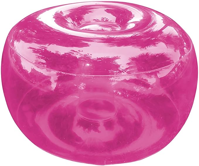 Inflatable Stool Outdoor Round Footrest Footstool with Foot Pump Portable for Patio Travel Camping Beach Vacation Swimming Pool(Rose)