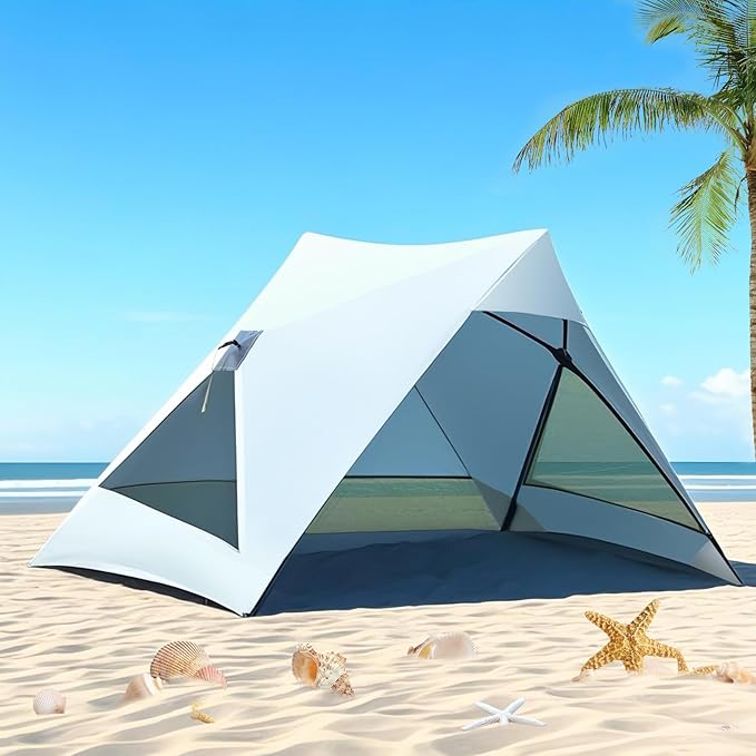 Pop Up Beach Tent for 2/3/4 Person with UPF 50+ UV Protection Lightweight &amp Easy Setup Beach Shade Canopy Wind-Resistant Shelter Portable Cabana for Family Outdoor Picnics Fishing