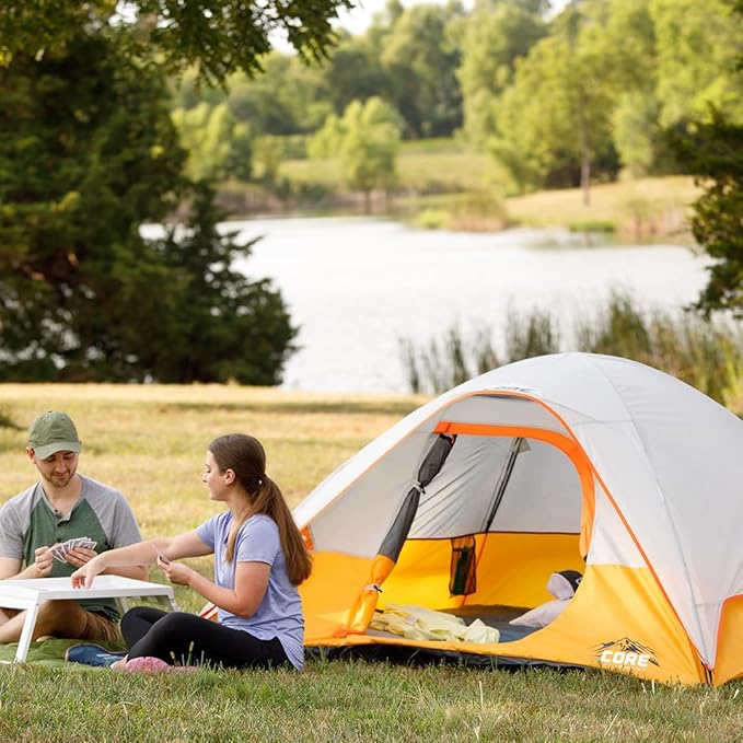 CORE Tent for Family Camping Hiking and Backpacking | 3 Person / 4 Person / 6 Person / 9 Person Person Dome Camp Tents with Included Tent Gear Loft for Outdoor Accessories