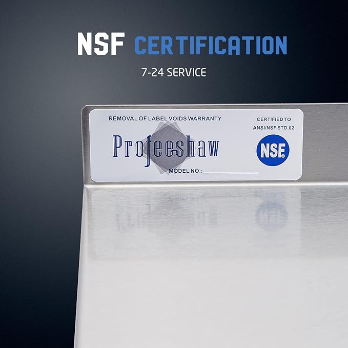Profeeshaw NSF Stainless Steel Shelf 14” x 48” 350 lb Commercial Shelves Wall Mounted Metal Shelving with Backsplash and 2 Brackets for Restaurant Bar Utility Room Kitchen and Garage