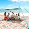 BOTINDO Family Beach Tent Canopy Sun Shade Pop Up Grande Beach Tent Sun Shelter Stability 4 Poles with Portable Carry Bag Outdoor Shade for Fishing Backyard Camping (Mint Green 10x10FT 4Pole)