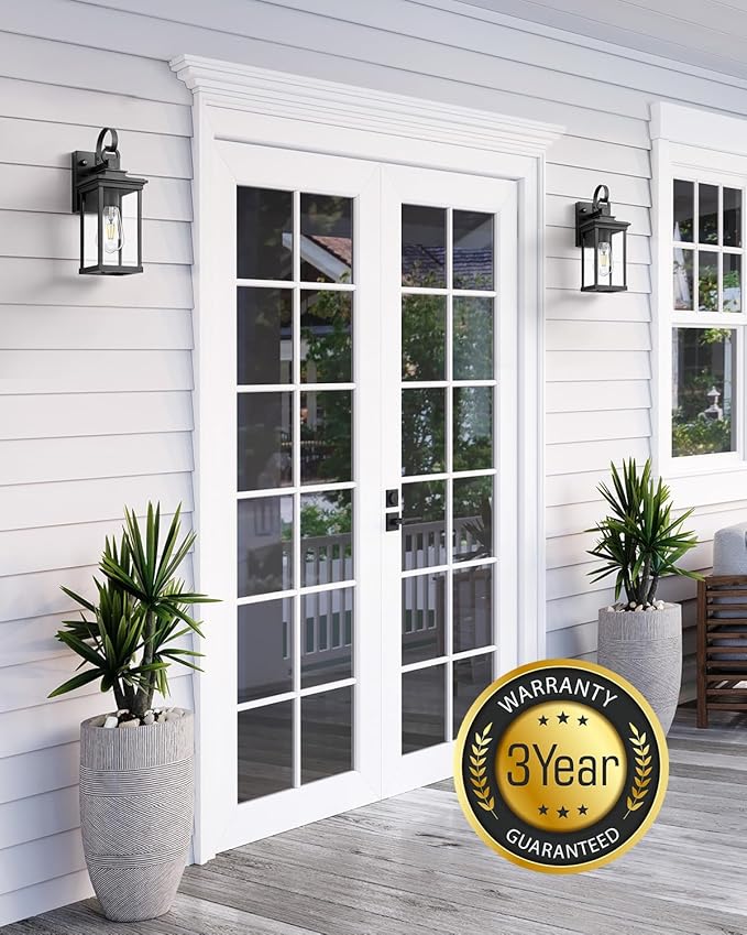 VIANIS Outdoor Wall Light Fixtures Dusk to Dawn Exterior Wall Lighting Porch Sconces Wall Mounted Lanterns with E26 Sockets Matte Black Wall Lamps for Patio Front Door Entryway 2-Pack Waterproof