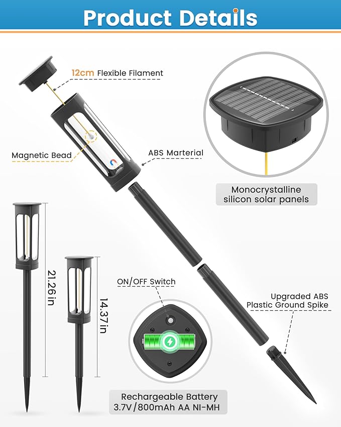 VOLISUN Solar Pathway Lights6 Pack LED Solar Lights Outdoor Waterproof Landscape LightingCool White Color Solar Path LightsLandscape LightsSolar Garden Lights for Yard Lawn Driveway Walkway