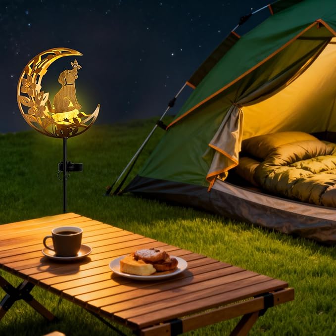 Lights Outdoor Decor Dog - Moon &amp Bird SolaGardenLights Waterproof Auto On/Off Pathway Lighting for Yard/Lawn/Patio Handcrafted Metal Solar-Stake-Lights for Outside Decorations