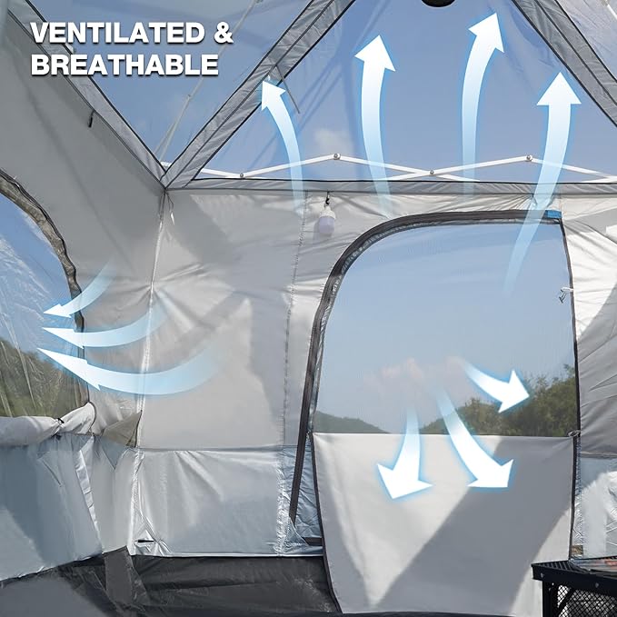 REDCAMP Canopy Camping Tent for Pop Up Canopy Tent Inner Tent Converts Straight Leg 10'x10' or 10'x20' Canopy into Camping Tent Fits 4-6 Person(Frame/Shelter NOT Included)