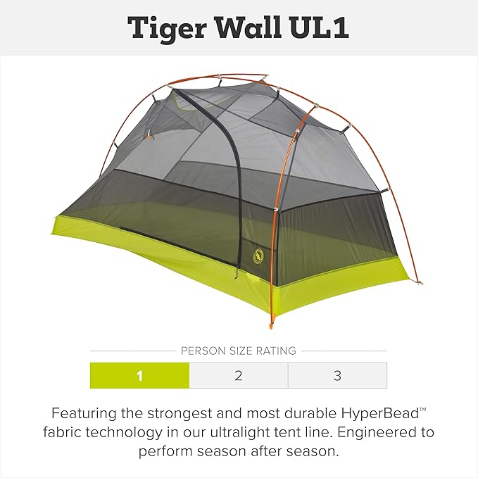 Big Agnes Tiger Wall UL - Ultralight Backpacking Tent 3-Season Semi-Freestanding Side-Entry Shelter for Camping &amp Backpacking -1 2 &amp 3 Person