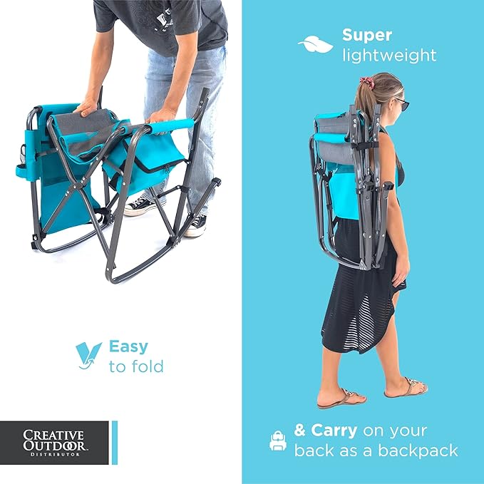 Creative Outdoor Collapsible Folding Rocking Director Chair | Camping Picnic Beach &amp Patio