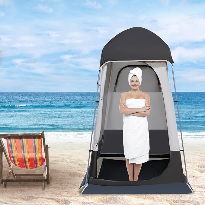 Outdoor Camping Privacy Shelter Shower Tent Portable Toilet Tent Changing Dressing Room Instant Privacy Shelters Outdoor Shower Enclosure for Hiking Beach Picnic Fishing (Coffee Color)