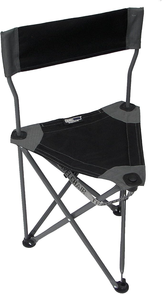 Travel Chair Ultimate Slacker 2.0 Small Folding Tripod Chair with Back for Outdoor Adventures Portable Stool-Chair