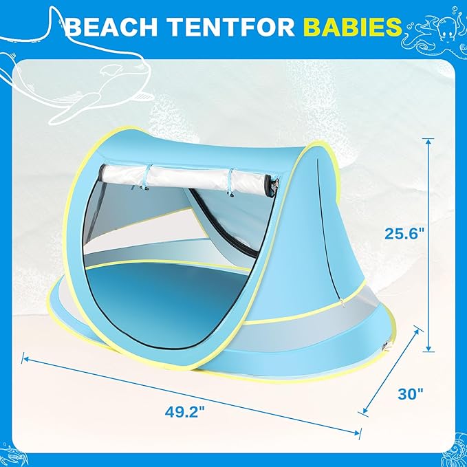 Baby Beach Tent Pop Up Toddler Travel Bed for Boys or Girls Sun Shade for Toddler Camping Infant Portable Sun Shade Summer Beach Baby