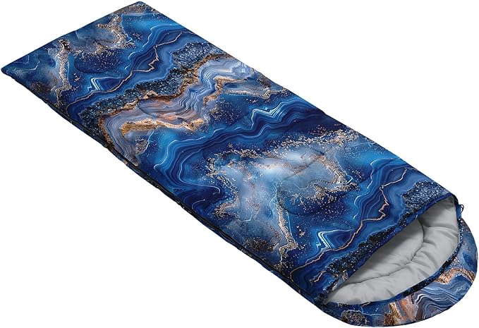Kids Sleeping Bag for Boys GirlsBlue Ripples Print-Lightweight Warm Portable Outdoor Indoor-Waterproof Cold Weather Resistant Sleeping Bag for Camping Hiking