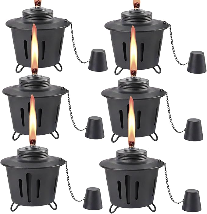 Mini Citronella Table Top Torches - 6 Pack  15 oz Citronella Torch for Outdoor Metal Tabletop Torches for Yard Patio Deck Garden Party Citronella Torch