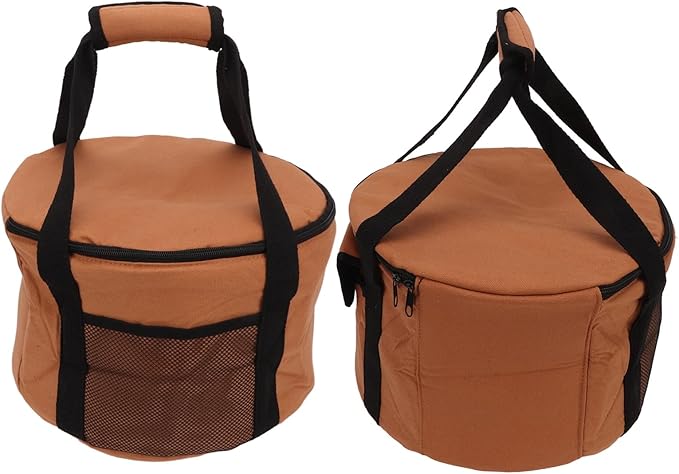 Camping Tableware Carrying Bag 13.7L Large Capacity Waterproof Picnic Flatware Storage Bag Outdoor BBQ Round Storage Bag for Plates Dishes Pots Bowls Utensils