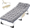 ABORON Folding Camping Cot W/Mat &amp Face Arm Hole for Adults Adjustable Heavy Duty Outdoor Bed1200 D Layer Oxford Travel Camp Cots for Beach Pool LawnYard Patio