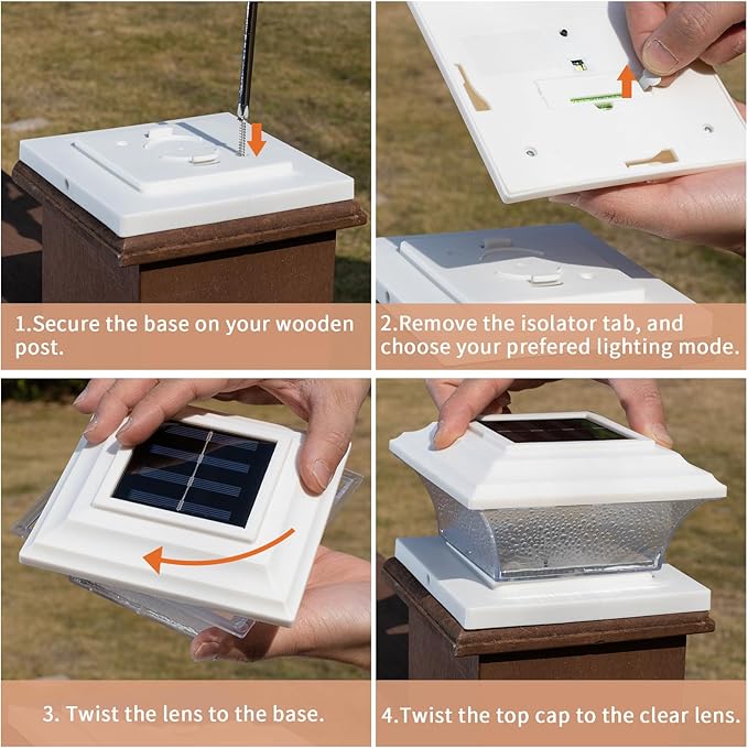 HUYIENO Solar Post Cap Lights Outdoor LED Lighting Deck Fence Cap Light 9 Light Modes Bright White/7 Color Fixed Modes/7 Color Cycling Mode Suitable for 4x4 5x5 Wooden Posts 4x4 5x5 Vinyl Posts