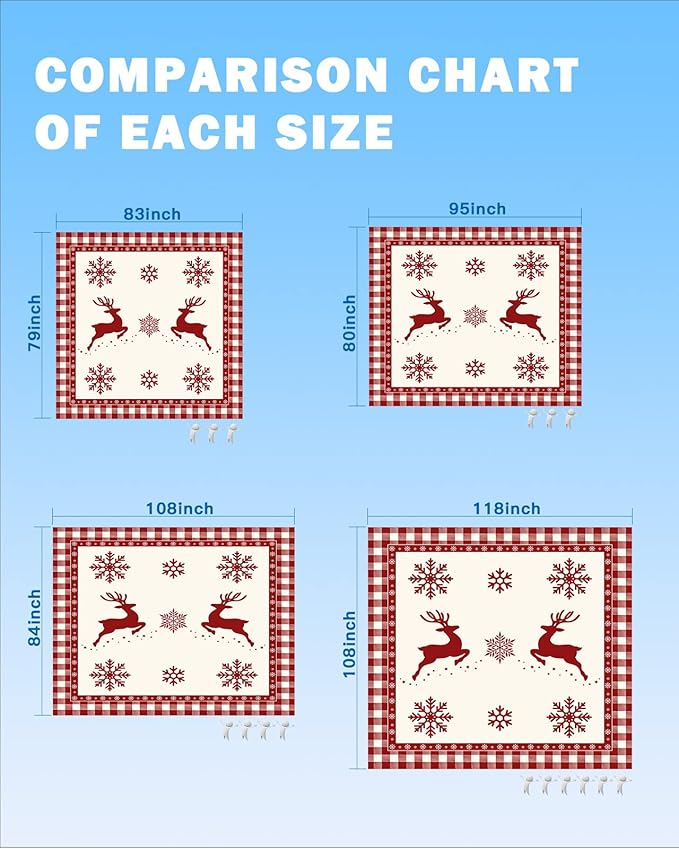 Beach Blanket Waterproof Sandproof OversizedChristmas Animal Elk Winter Snowflake Beach Mat with Corner Stakes Sand PocketsRed Buffalo Plaid White Check Outdoor Picnic Mat for Travel 95x80In