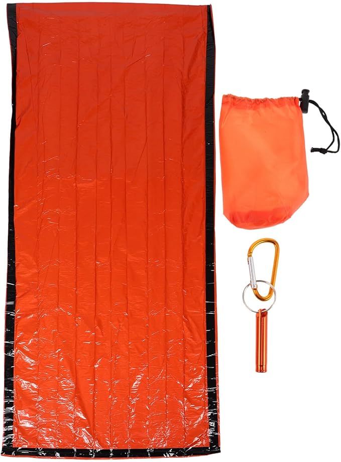 Alipis Lightweight Portable Thermal with Drawstring for Outdoor Camping Hiking Backpacking Orange Survival Sack with Storage Bag and Whistle Multipurpose Outdoor Gear