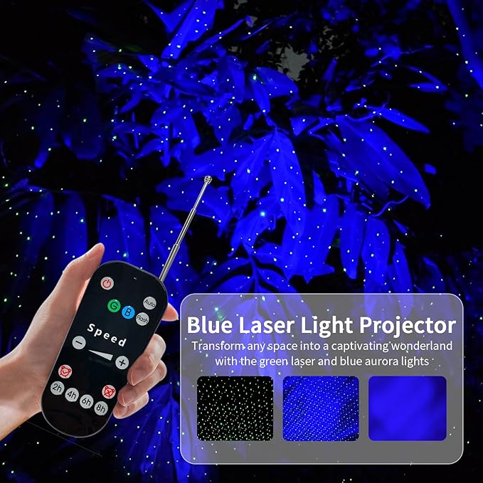 Outdoor Firefly Projector Lights with Blue Aurora LED – Perfect for Garden Yard and Patio Decor | Create Magical Starry Nights for Holidays &amp Events | Waterproof Remote Control