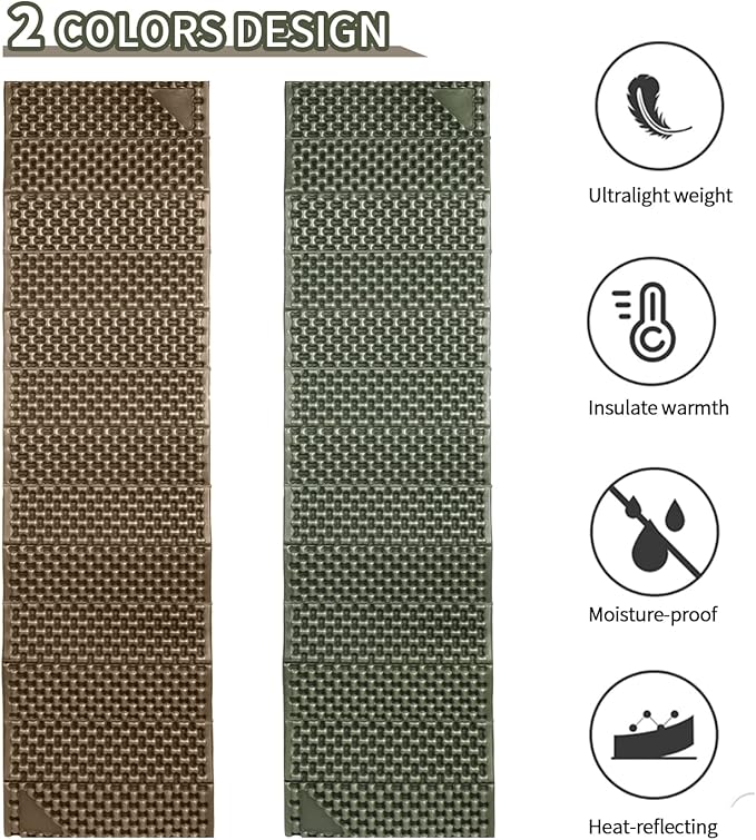 Foam Camping Pads for Hiking Ultralight Closed Cell Mattress Waterproof Soft Mat for Adults Wide Picnic Yoga Mats Folding Sleeping Pad for Outdoor Backpacking