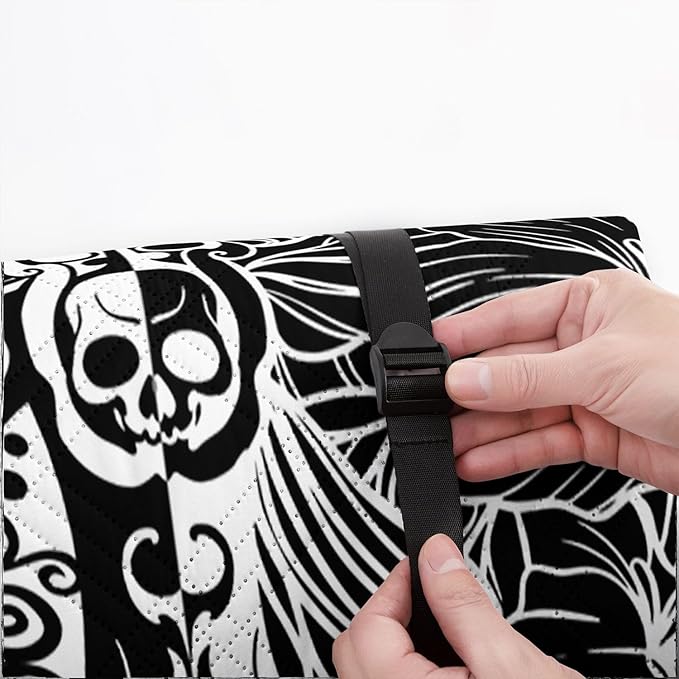 Outdoor Picnic BlanketPortable Sandproof Waterproof Picnic MatSkull Butterfly Printed Camping Beach Mat for Sand and Wet Grass Hiking (Skull Butterfly S)