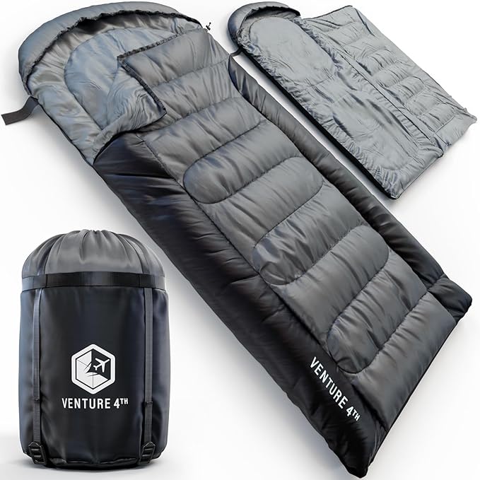 VENTURE 4TH Backpacking Sleeping Bag – XXL Double and Single Sizes - Lightweight Warm &amp Cold Weather Sleeping Bags for Adults Kids &amp Couples – Ideal for Hiking Camping &amp Outdoor Adventu