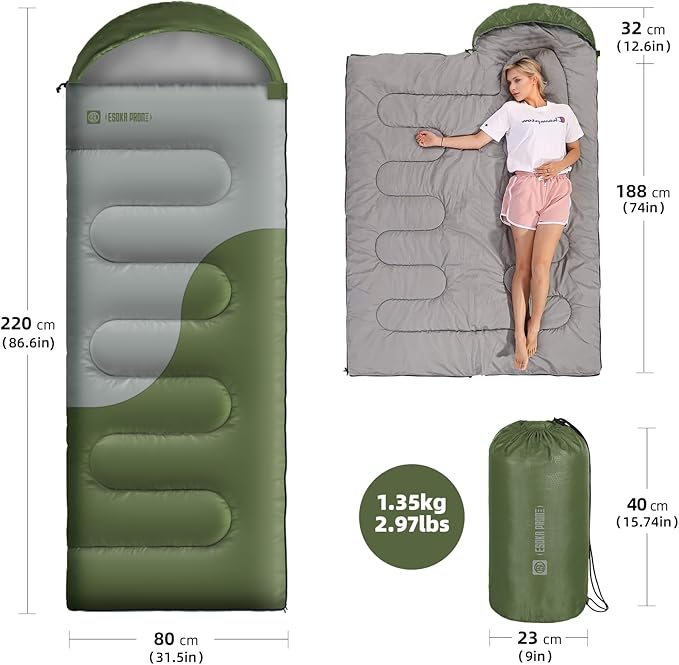 Sleeping Bags for Adults&ampKidsLightweight Waterproof Warm Weather Sleeping BagCompact Portable Sleeping Bag for CampingEssentials Gear for Camping Hiking Outdoor Travel