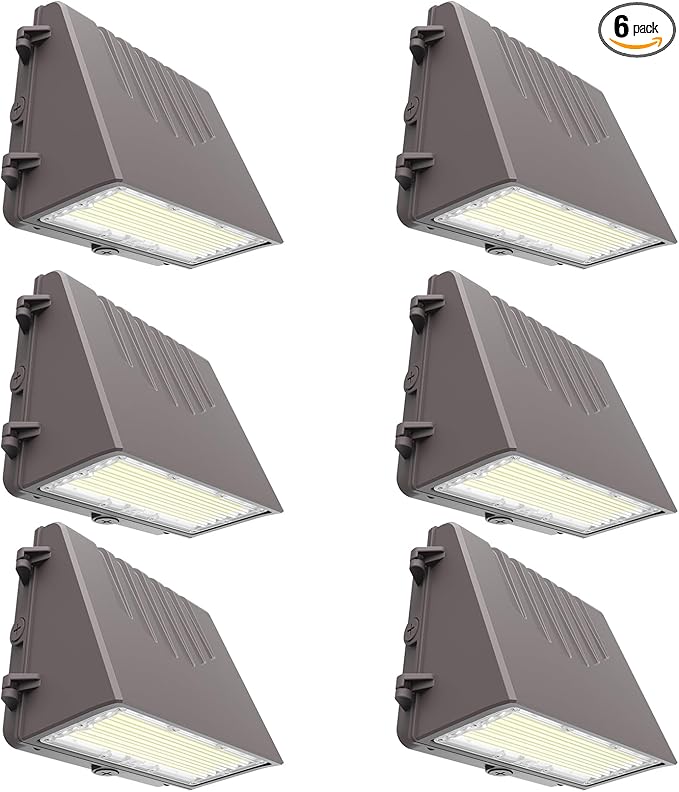 Lightdot 6Pack 150W LED Wall Pack Lights 100-277v Full Cut Off Dusk to Dawn Photocell 22500Lm(150Lm/W) 5000K IP65 Outdoor Exterior Lighting for GarageWarehouseYardBuildingFactoryETL