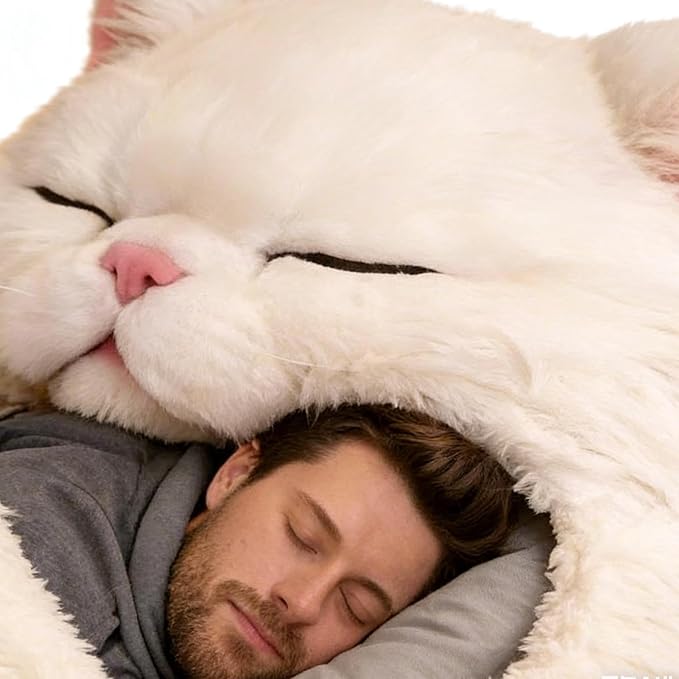 Plush Cat Print Envelope Sleeping Bag | 175x80cm Indoor Wearable Cat Sleeping Bags for Adult | Cute Animal Shaped Blanket| Winter Plush Sleep Sack