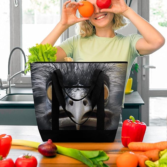 Insulated Shopping BagLarge Reusable Cooler Bags Emu Printed Foldable Shopping BagTravel Waterproof Shoulder Bag