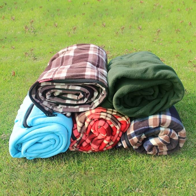 Fleece Sleeping Bag Microfiber Lightweight Travel Sheet Liner Comfortable Warm Sleeping Bag for Cold Weather Camping Blanket with Carry Storage Bag for Outdoor Backpacking(Green)(Green)