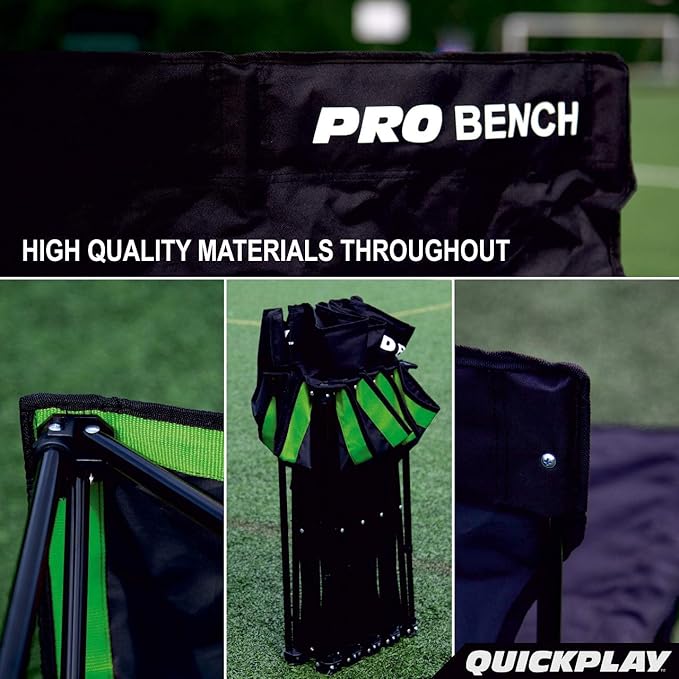 QUICKPLAY PRO Portable Folding Bench – Available in 4 6 and 9 Seats &amp 6-Seat Shelter | Heavy-Duty Fast Set-Up Seating for Sports Camping and Outdoor Activities