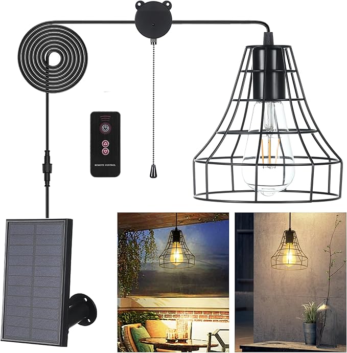 Solar Pendant Lights Outdoor Indoor with Remote Chicken Coop Lights Solar Powered Shed Light with ON Off SwitchSolar Indoor Lights for House Garage Greenhouse Patio Barn Storage