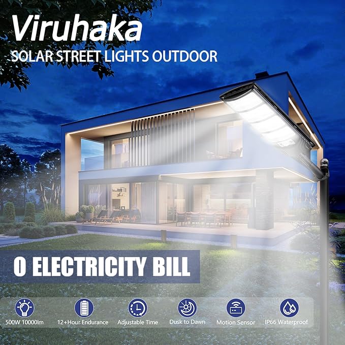 Solar Street Lights Outdoor Waterproof LED Dusk to Dawn Solar Light Flood Lights with Motion Sensor and Remote Control for Exterior Wall Patio Yard Deck GardenParking Lot Lights(2-Pack)