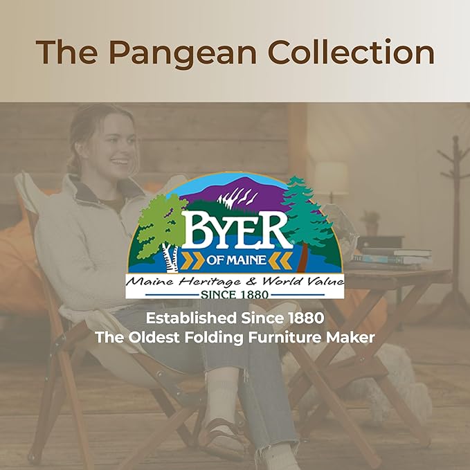 BYER OF MAINE Pangean Folding Wooden Side Table – 22 L x 20 W x 20 H Folding Ash Wood Table for Patio Porch Balcony Camping &amp Garden Use