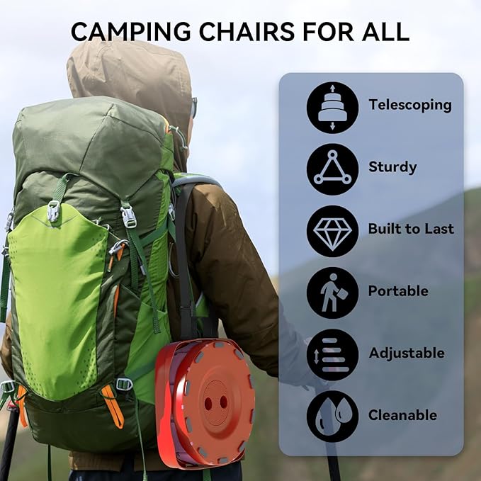 Upgraded Collapsible Stool Portable Folding Stool Telescoping Camping Chair with Max Load Capacity 485lbs Square Retractable Stool for Camping Gardening Fishing Hiking BBQ [Rainbow+Red]