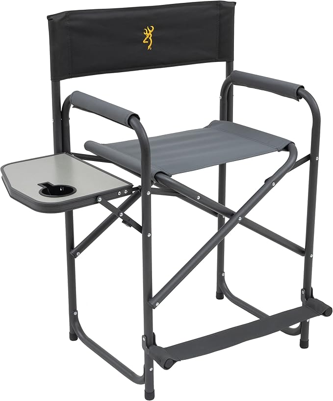 Browning Directors Chair - Outdoor Folding Chairs Made with Durable Fabric and Sturdy Aluminum/Steel Frame with Extra Tall Seat and Flip-Down Footrest