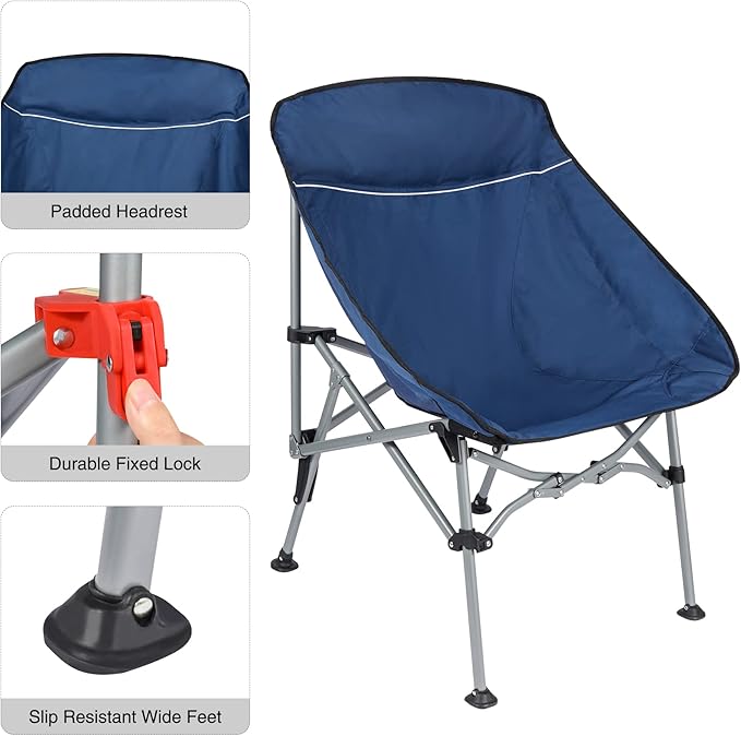 Oversized Extra Large Heavy Duty Camping Chair for Adults 400lbs Capacity Portable Folding Chair with Carry Bag Extra Wide Compact Design for Hiking Backpacking Travel Picnic