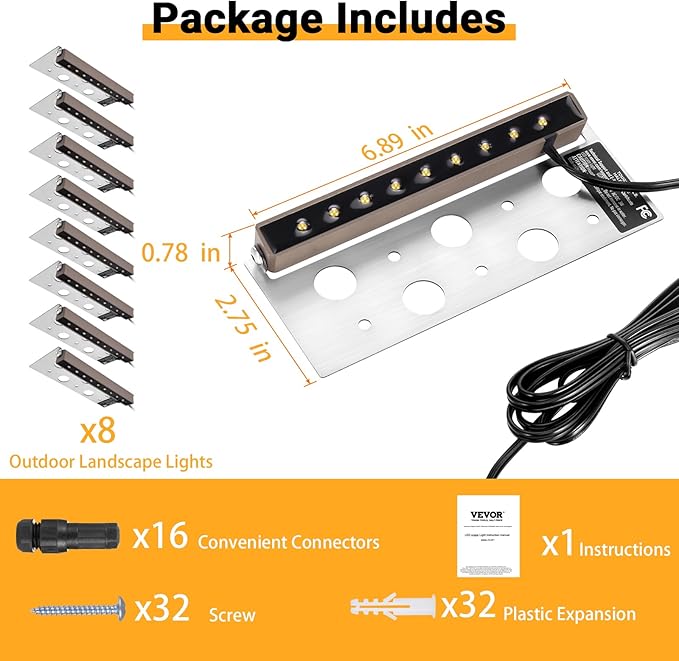 Z Zeben 7 Inch Retaining Wall Lights [ 8 Pack ] 5W LED Hardscape Lighting 12V Low Voltage Paver Lights 3000K Warm White Waterproof Outdoor Step Lights for Patio Walls Stairs