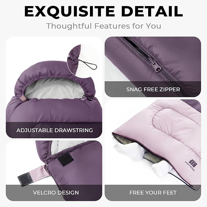Ultralight Warm Weather Sleeping Bag - Portable Waterproof Compact Lightweight Comfort with Compression Sack - Great for Outdoor Camping Backpacking &amp Hiking