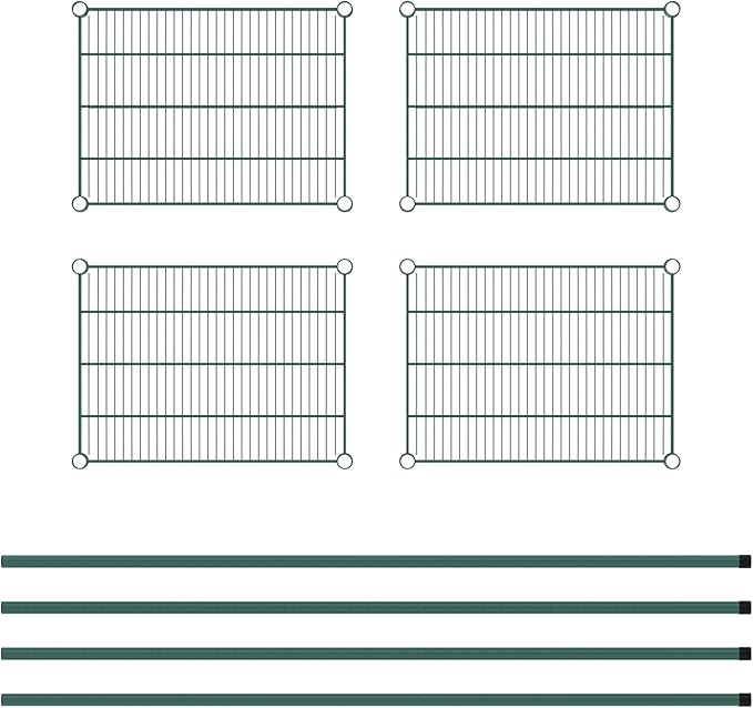 Commercial NSF Listed Green Epoxy Stationary Wire Shelving Kit 18 x 24 x 64 with 4 Shelves Perfect for Warehouse Walk-in Refrigerator Freezer Grocery Store Restaurant Dishroom