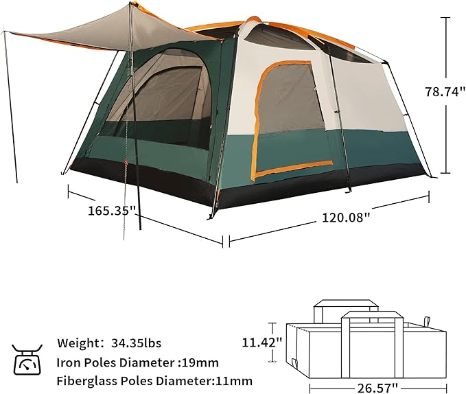 Camping Tent Easy Setup 1-2-8-10 Person Waterproof and Portable Tent for Camping Hiking Outdoor